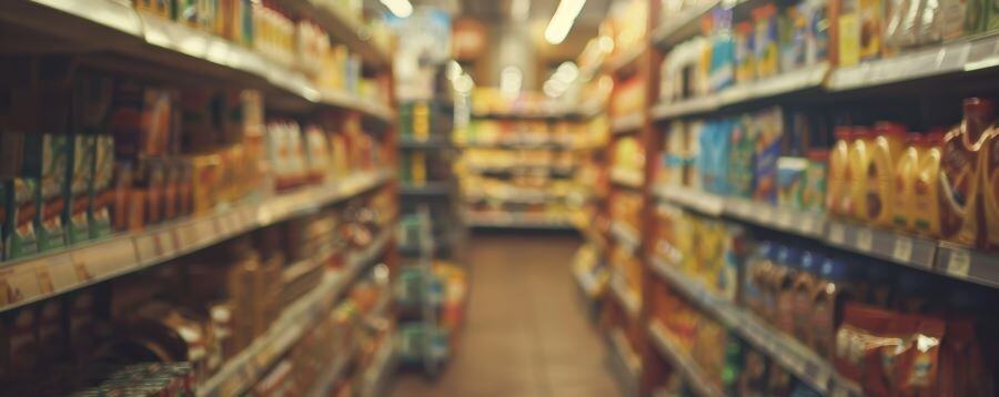 Display of packaging and packaged goods in a retail store